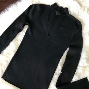 Express Black Long-Sleeve Cut-Out Top